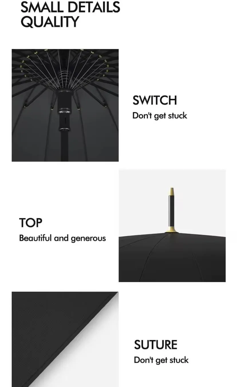 ২৪ শিকের ছাতা | 24 Ribs Windproof Heavy Duty Umbrella | 24k Retro Umbrella | High Quality Luxury Umbrella | Straight Golf Umbrella Retro Design - Image 4